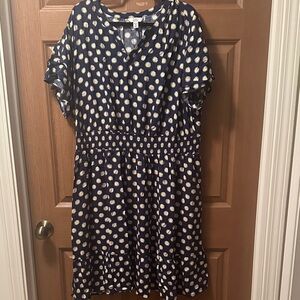 Croft & Barrow Navy Daisy Print Short Sleeve Dress